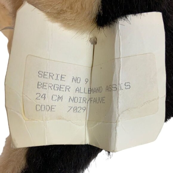 Aux Nations Plush German Shepherd Dog Stuffed Animal Seated Tan Black France - Picture 9 of 11